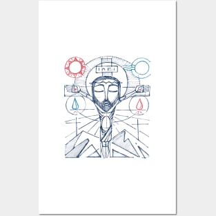 Jesus Christ at the Cross hand drawn illustration Posters and Art